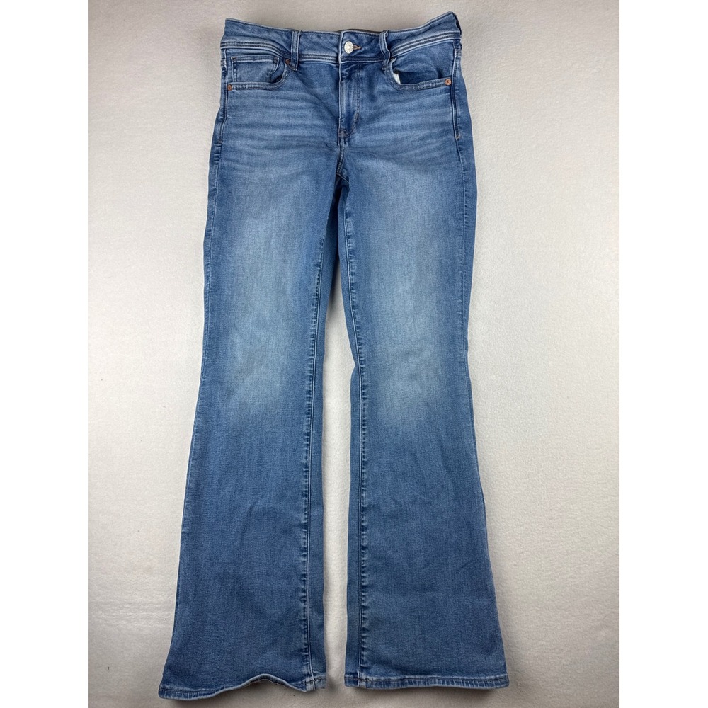 American Eagle Kick Column Flare Jeans Womens 12 Regular Next Level Stretch Blue